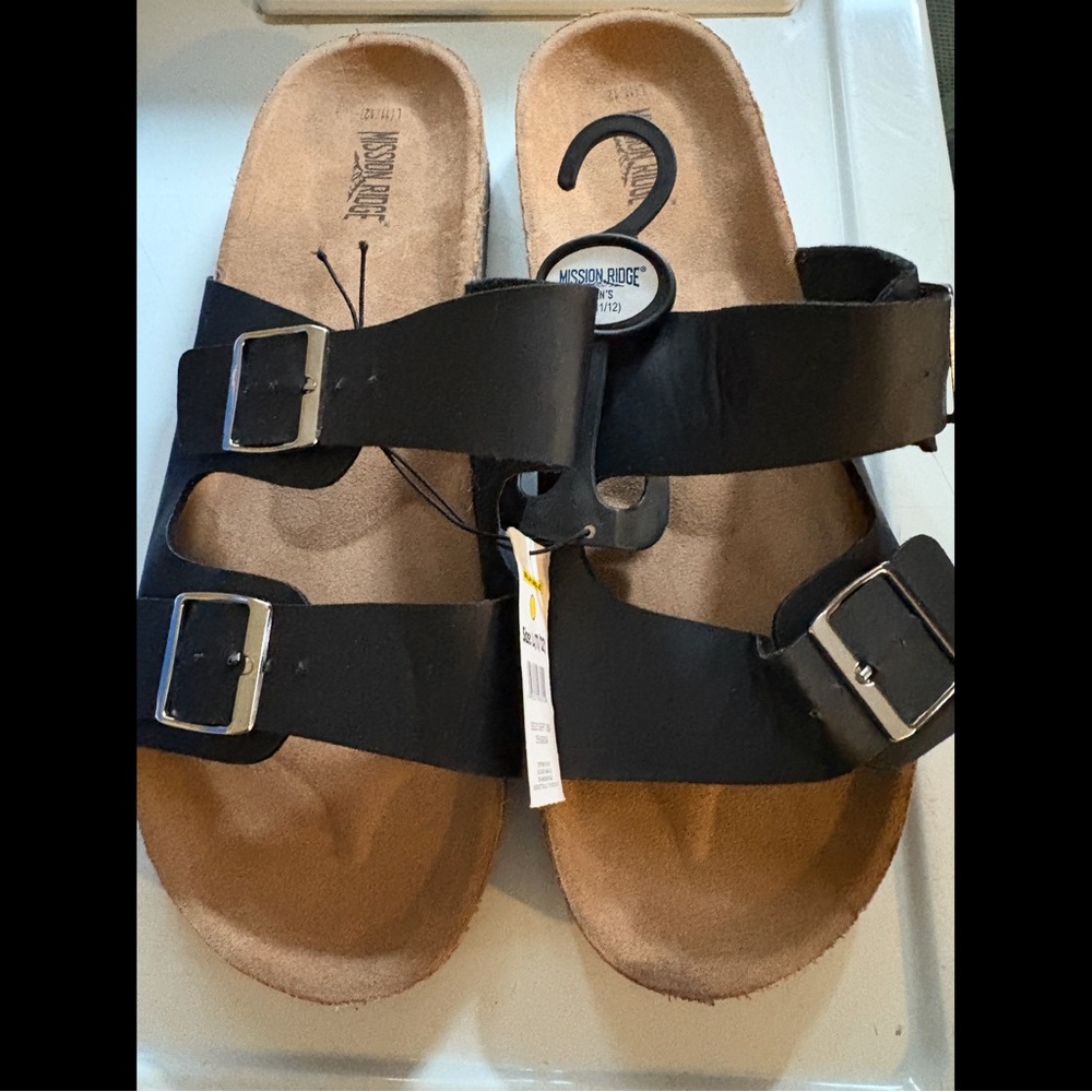 Mission Ridge Black Men's Sandals suede size 11/12 new